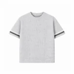 crochet knit striped tee grey