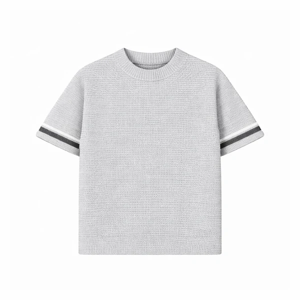crochet knit striped tee grey crochet knit striped tee grey